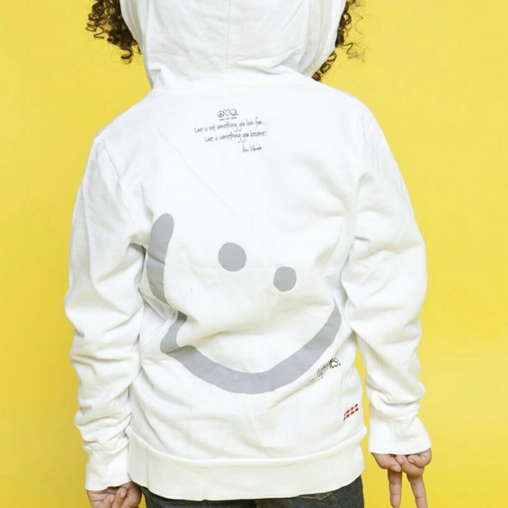 *- PLW Smile White Hoodie w/Zipper Unisex T3